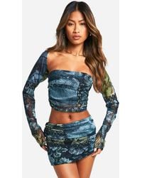 Boohoo - Printed Mesh Mirco Mini Skirt - Lyst