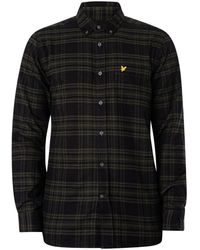 Lyle & Scott - Long Sleeve Mountain Moss Checkered Flannel Shirt Cotton - Lyst