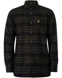 Lyle & Scott - Bergmosgroen Geruit Flanellen Overhemd Met Lange Mouwen - Lyst