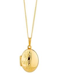 The Jewellery Stockroom - 25Mm Rolled Engraved Oval Locket Necklace Plated - Lyst