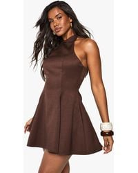 Boohoo - Tailored High Neck Drop Waist Mini Dress - Lyst