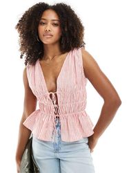 ASOS - Sleeveless Top With Tie Waist Detail - Lyst