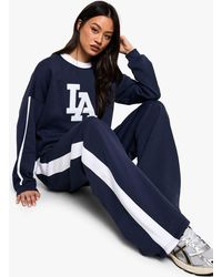 Boohoo - Tall Side Stripe Panel Wide Leg Joggers - Lyst