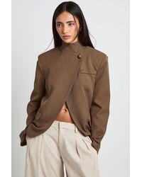 Boohoo - Funnel Neck Wrap Front Blazer - Lyst