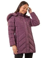 Roman - Petite Hooded Longline Quilted Coat - Lyst