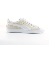 PUMA - Basket Crocodile Leather Lace Up Trainers 358872 01 - Lyst