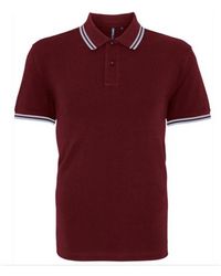 Asquith & Fox - Classic Fit Tipped Polo Shirt (Burgundy/ Sky) - Lyst