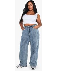 Boohoo - Basics Plus Denim Wide Leg Jean - Lyst