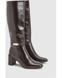 Wallis - Joy Faux Leather Metal Trim High Block Heel Leg Boots - Lyst