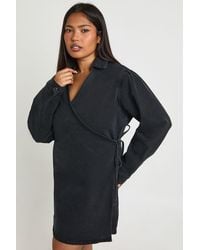 Boohoo - Plus Denim Wrap Dress - Lyst