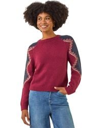 Roman - Colour Block Soft Knit Jumper - Lyst