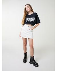 Pink Vanilla - Denim Diamante Mini Skirt - Lyst