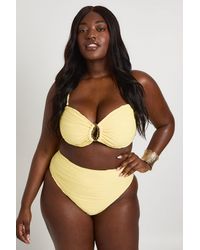Boohoo - Plus Textured Trim Bikini Top & High Waist Bottom Set - Lyst