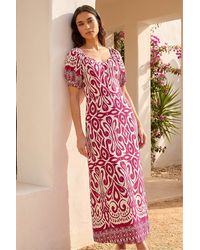 Roman - Abstract Print Sweetheart Neck Midi Dress - Lyst