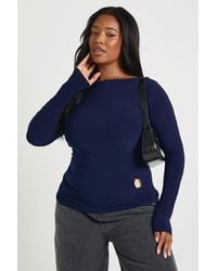 Boohoo - Plus Long Sleeve Ruched Trim Detail Top - Lyst