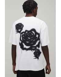 BoohooMAN - Oversized Graffiti Spray Rose T-Shirt Cotton - Lyst