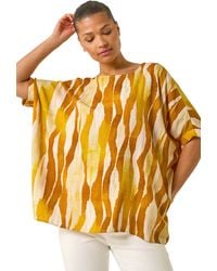 Roman - Abstract Print Buttoned Tunic Top - Lyst