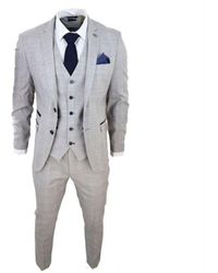 Paul Andrew - 3 Piece Tan Check Tailored Fit Suit Velvet - Lyst