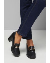 Wallis - Wide Fit Daffie Snaffle Trim High Block Heeled Loafers - Lyst