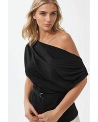 Hiccup - Shawl Collar Drapped Belted Top - Lyst