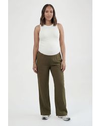 Boohoo - Maternity Basic Rib Wide Leg Trouser - Lyst