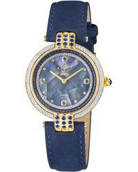 Gv2 - Matera Swiss Quartz Mother Of Pearl Dial Suede Watch Diamond - Lyst