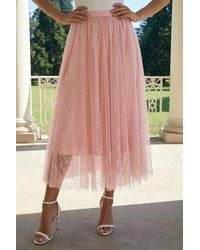 Roman - Polka Dot Print Elasticated Mesh Skirt - Lyst