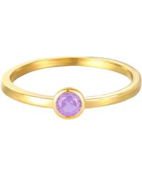 The Jewellery Stockroom - Plated Birthstone Cz Rubover Ring - Lyst