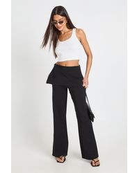 Boohoo - Bengaline Skirt Wrap Over Straight Leg Trouser - Lyst