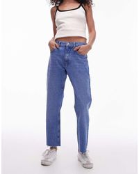 TOPSHOP - Mid Rise Straight Cropped Jean With Raw Hems - Lyst