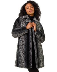 Roman - Petite Animal Faux Fur Collar Coat - Lyst