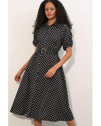 Bigdart - Polka Dot Belted Midi Shirt Dress - Lyst