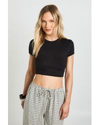 Boohoo - Petite Basic Short Sleeve Crew Neck Crop Top - Lyst