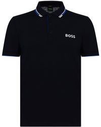 BOSS - Paddy Pro Katoenen Piqué-Poloshirt Voor (Marine) - Lyst