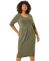 Roman - Curve Cocoon Pocket Detail Midi Dress - Lyst
