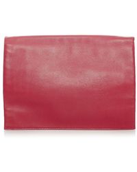Celine - Vintage Trio Leather Bag Red Calf Leather - Lyst