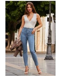 Sosandar - Mid Pocket Detail Skinny Jeans - Lyst
