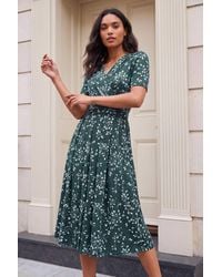 Roman - Leaf Wrap Bodice Dress - Lyst