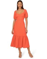Adrianna Papell - Puff Sleeve Midi Dress - Lyst
