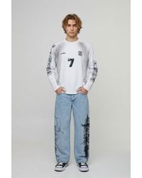 BoohooMAN - Gothic Graphic Embroidered Baggy Fit Jeans - Lyst