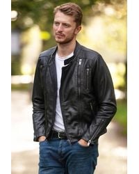 Ashwood Leather - 'Rocco' Dual Cross Zip Stylish Biker Jacket - Lyst