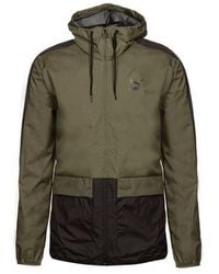 PUMA - Graphic Logo Long Sleeve Zip Up Green Black Hooded Jacket 573316 14 - Lyst