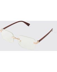 BoohooMAN - Rimless Rectangle Lens Sunglasses - Lyst