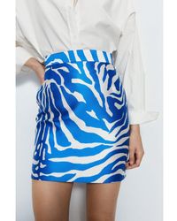 Warehouse - Premium Printed Satin Twill Mini Skirt - Lyst