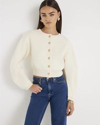 River Island - Cardigan Knitted Structured Sleeve - Lyst