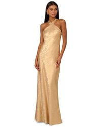 Adrianna Papell - Foiled Woven Halter Gown - Lyst