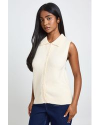 Boohoo - Soft Knit Collared Button Through Top - Lyst