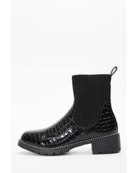 Quiz - Crocodile Sock Ankle Boots - Lyst