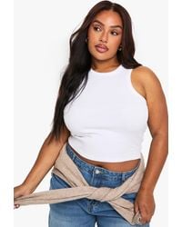 Boohoo - Plus Rib Racer Tank Top - Lyst