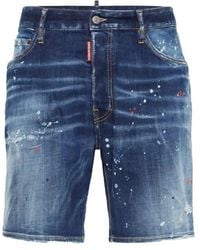 DSquared² - Marine Denim Shorts Paint Splatter Design Cotton - Lyst